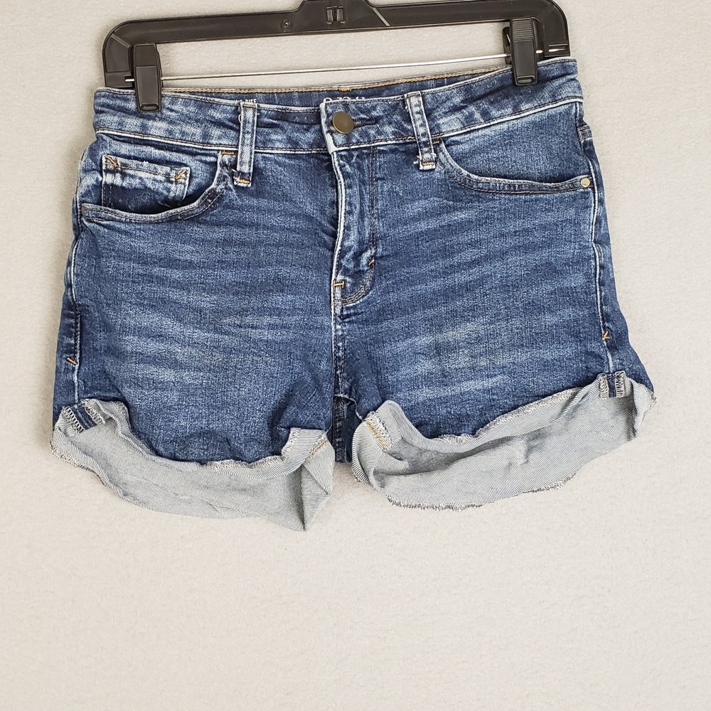 Mid Rise Shortie Jean Short Rolled Hem Denim 3.5" Inseam Festival Boho Size 6